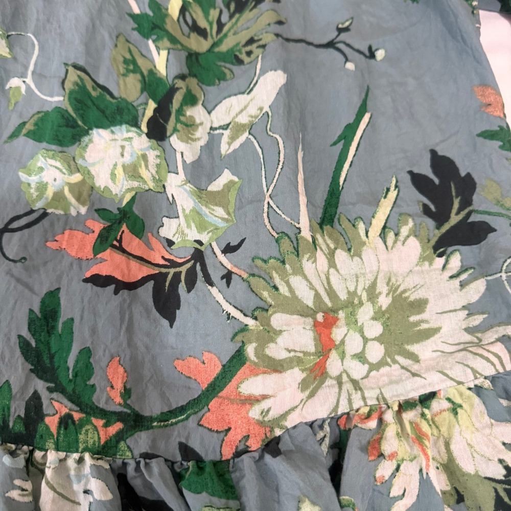 H&M‎ Floral Print Tiered Dress Blue Green Pink Long Sleeve Size S - Picture 7 of 12
